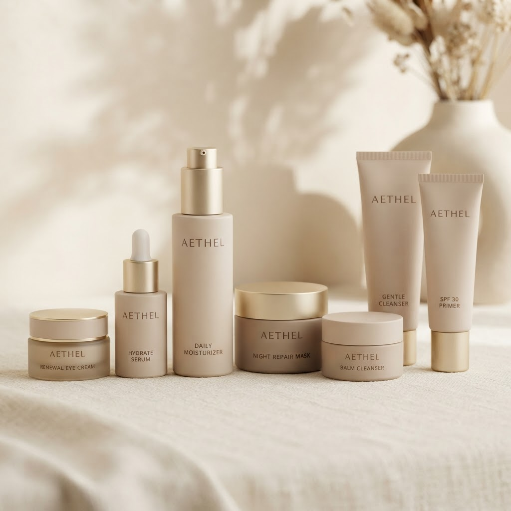 A soft-touch skincare packaging family