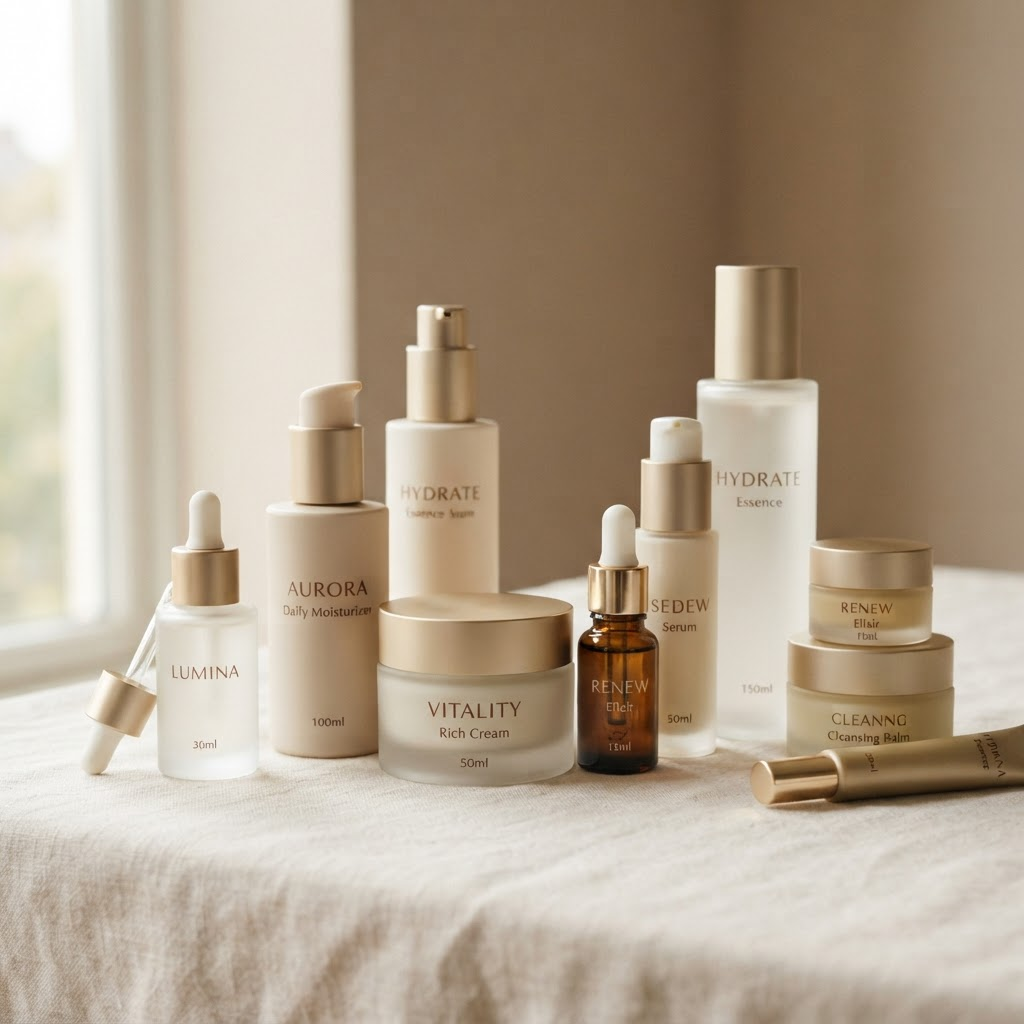 Skincare bottles, jars and pumps